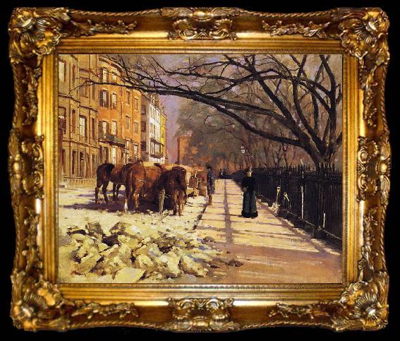 framed  Theodore Robinson Beacon Street Boston, ta009-2